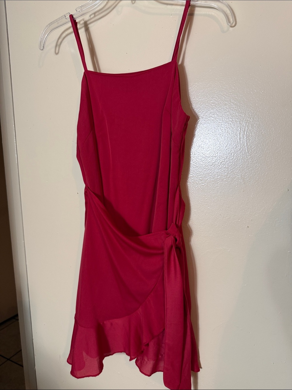 Altar'd State Hot Pink Spaghetti-Strap Wrap Mini Dress